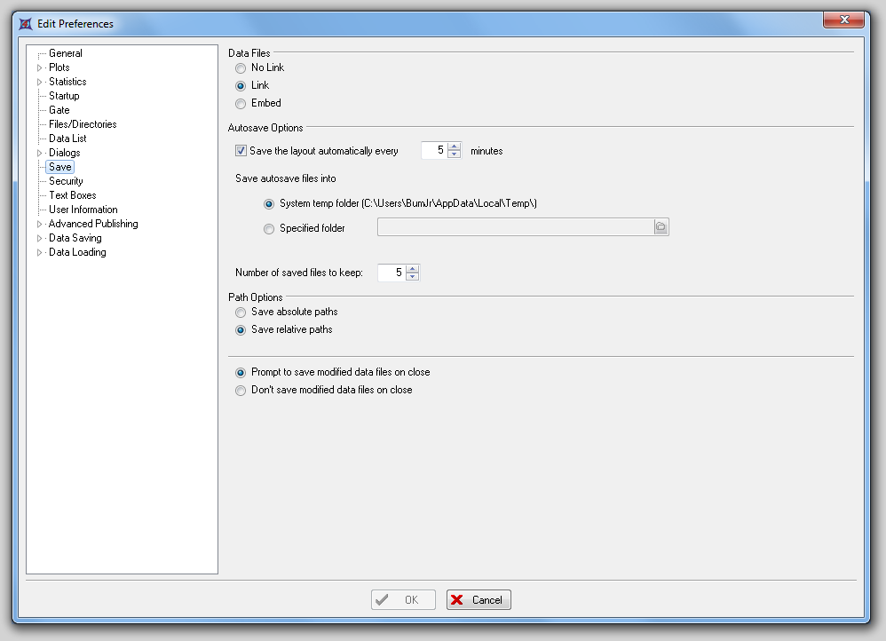 图 8.19  Save Preferences (保存选项)